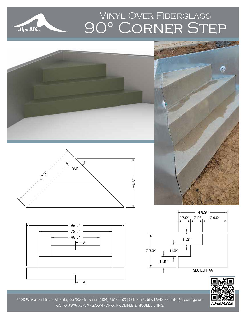 Step 90 Vinyl Over Fiberglass Corner Step (90 Degree) - Alps Manufacturing